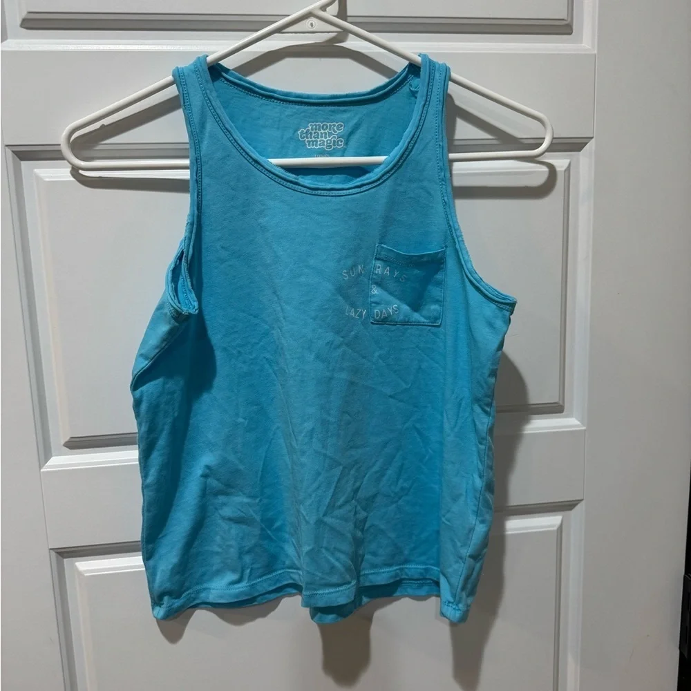 Green Tropical Print Tank Top and blue tank top bundle - Picture 2 of 7